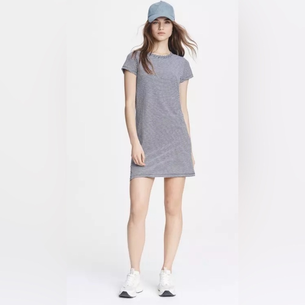 Rag & Bone | The Slub Tee Pima Cotton Mini Dress Black & White | Size XS Casual